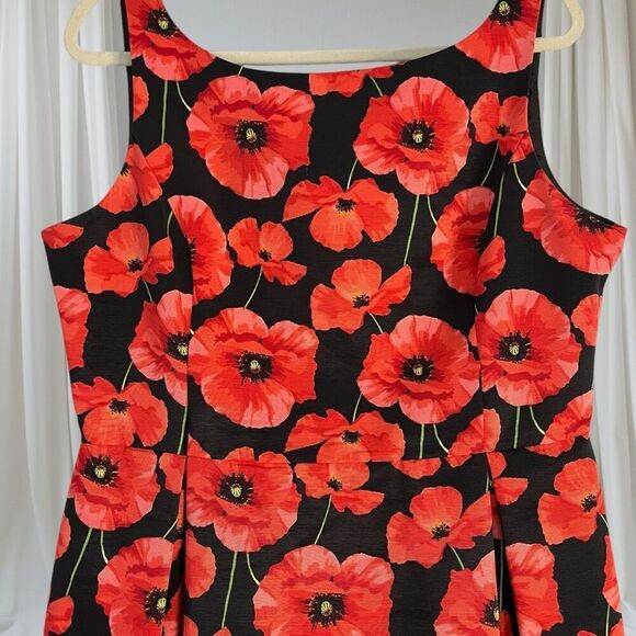 Tommy Hilfiger Women’s 14 Sleeveless Black/Red Floral Proint Dress - Picture 2 of 8